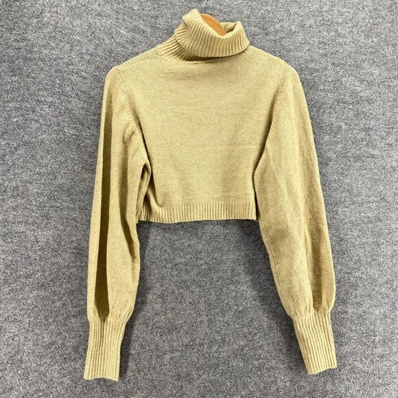 Princess Polly Sweater Pullover Women 2 Beige Knit Turtleneck Long Sleeve Crop - Picture 2 of 9